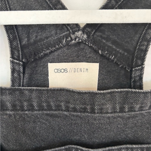 ASOS black Denim overall Dress size 16 - Picture 2 of 7